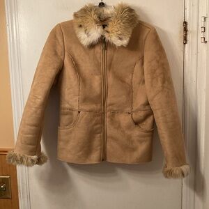 Style & Co. tan zip-up Sherpa jacket